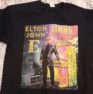 ELTON JOHN FAREWELL YELLOW BRICK ROAD TOUR BLACK TEE 2018 tee shirt band tee